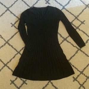 Wool knit long sleeve ribbed dress